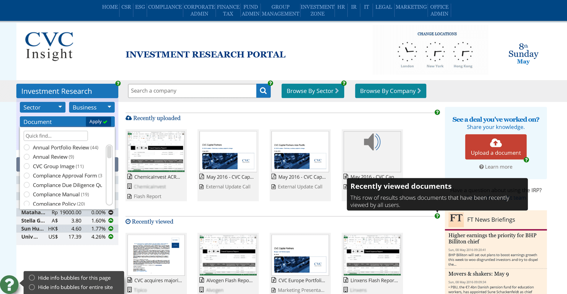 CVC's investment research portal designed and developed by JFDI Consulting Ltd