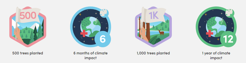 JFDI Ecologi sustainability badges showing climate impact