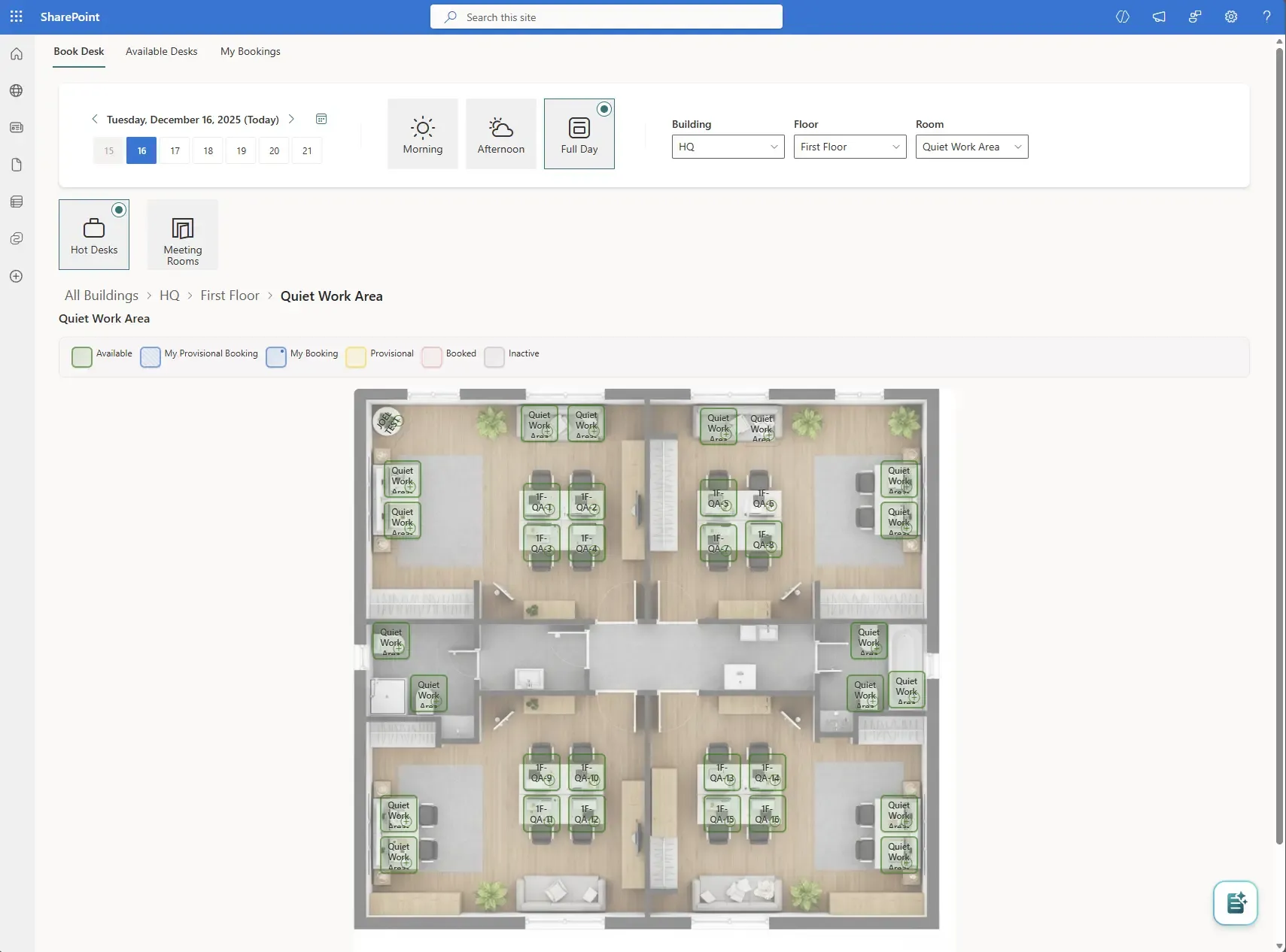 Booking Planner - Floor plan booking view