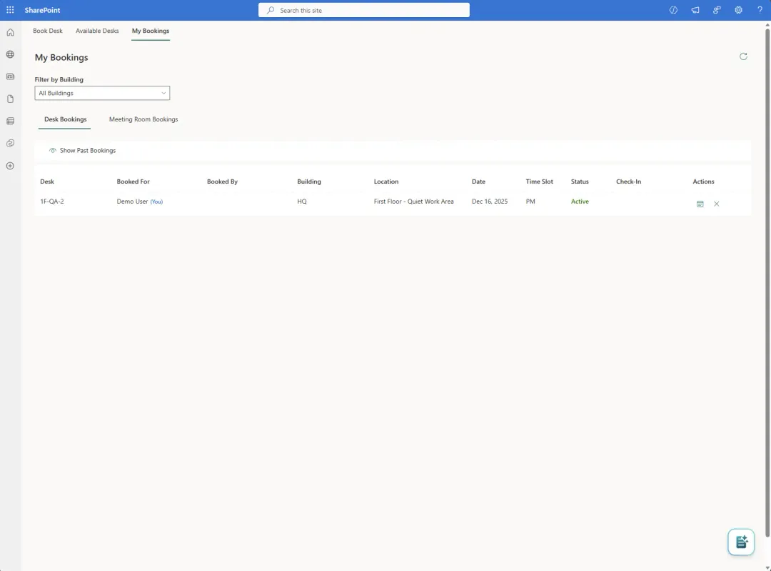 Booking Planner - My Bookings page