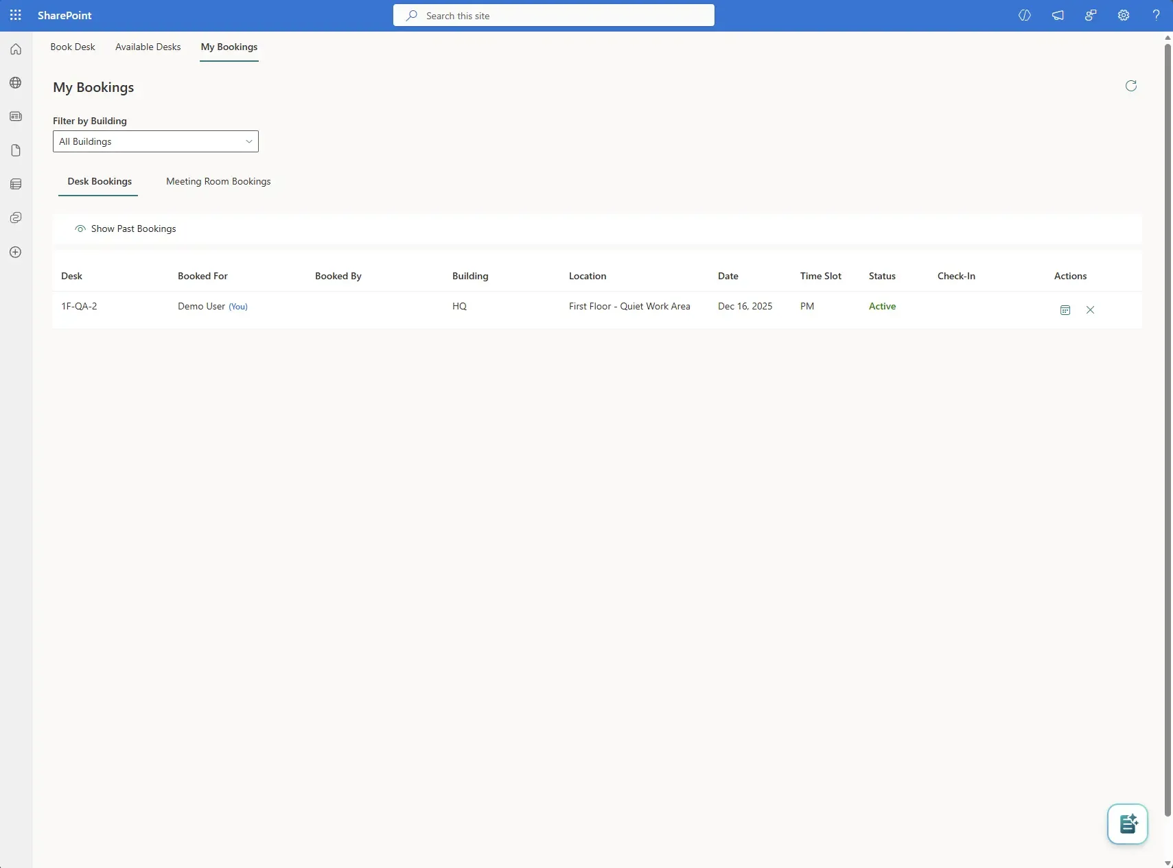 Booking Planner - My Bookings page