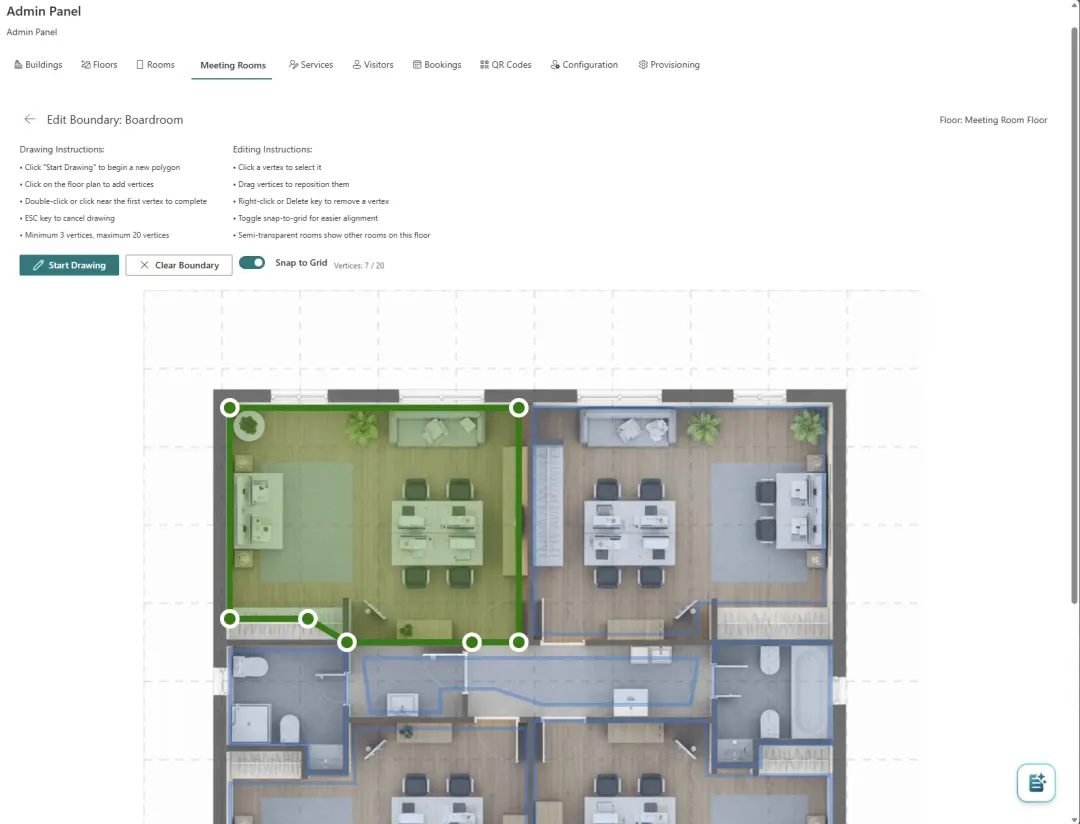 Booking Planner - Admin Panel - Edit Boundary by drawing