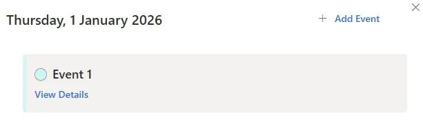 Calendar Planner web part - Add Event