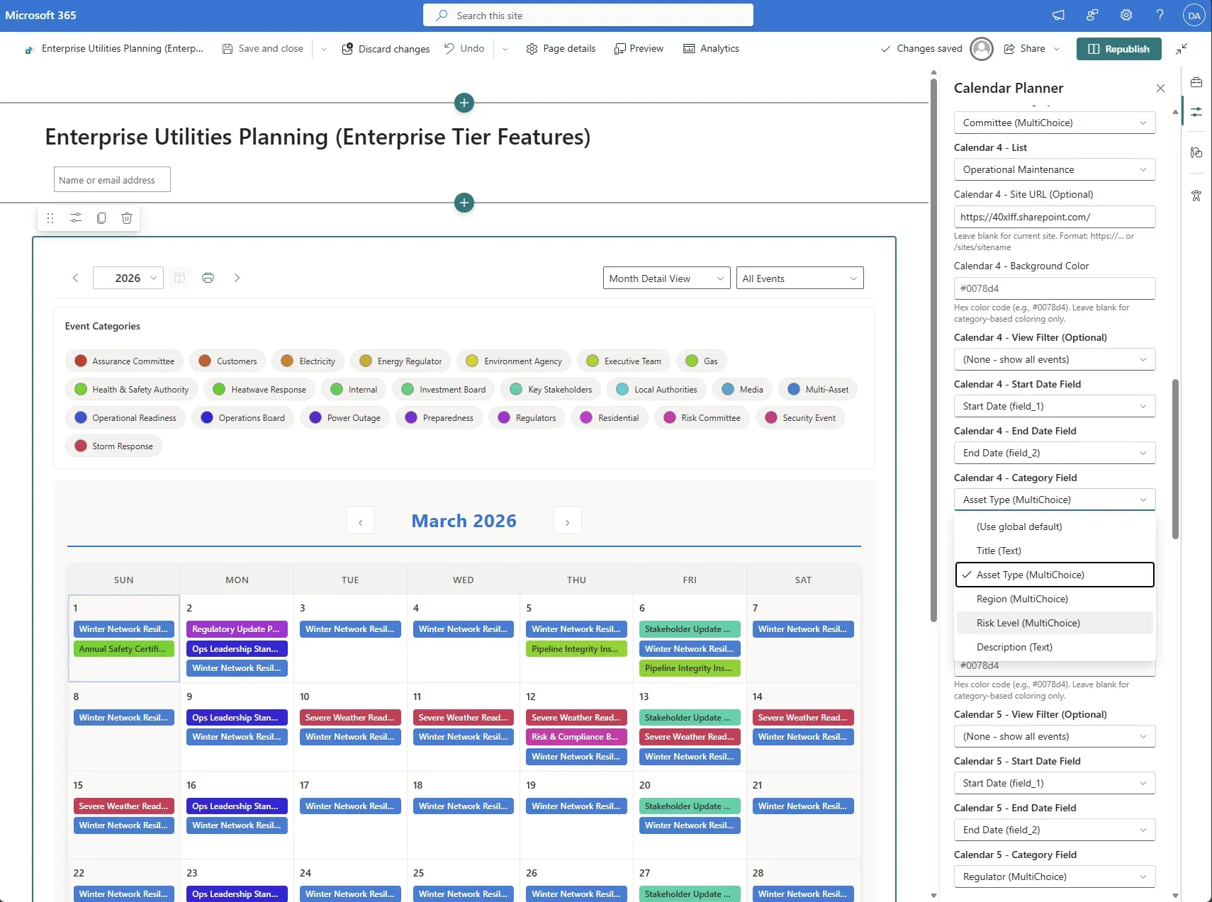 Displaying several lists with filters